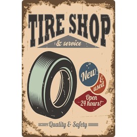 Generic Tin Sign 20 x 30 cm Tire Shop & Service Garage Tyre Workshop Sign Car