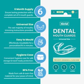 Dental Mouth Guard for Grinding Teeth (6 Pack) Sleep Night Guards Prevent Clenching TMJ Bruxism Relief Sleeping Mouthguard by Alevial