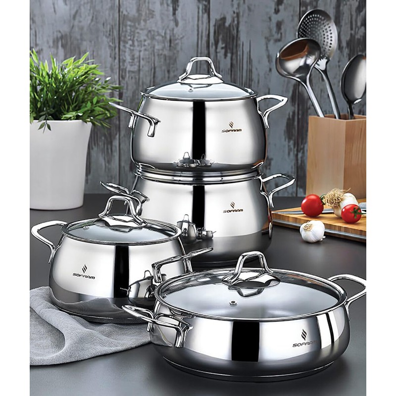 Venus Stainless Steel Deep Stock Pot with Glass Lid Soup