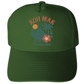 KOH Mak Thailand Keepsakes Green Unisex Mesh Back Trucker Hat with Adjustable Snapback