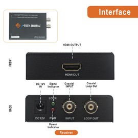 J-Tech Digital Extensor de cadena coaxial HDMI sobre coaxial de 900 pies RG6 / RG7 / RG11 1080p para CCTV, DVR, set de cables [JTECH-EXC900R] [Solo receptor]