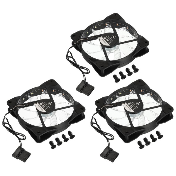 MECCANIXITY 3Pcs Computer Case Fan 600-1200RPM 120mm 4 Pin White