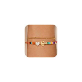 Eaciy First Communion Gifts for Teen Girls Bracelet - Colorful Beaded Letter E Bracelet Initial Bracelets for Girls Women Jewelry 4 5 6 7 8 9 10 11 12 13 Year Old Girl Birthday Gifts