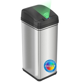 iTouchless 50 Liter / 13 Gallon Kitchen Trash Can with Lid & Odor Filter – Motion Sensor Stainless Steel Garbage Bin for Home, Office, or Garage – Slim, Large Capacity Design