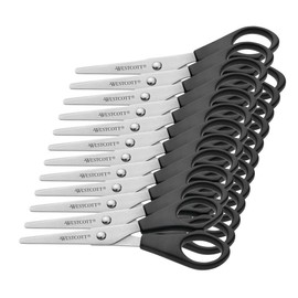 Westcott E-31150 00 Office Scissors with Stainless Steel Blades and Black Plastic Handles, 13 CM Blades, 12 Pieces