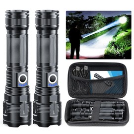 Vnina Flashlights High Lumens Rechargeable USB C Flash Light, Super Bright LED Flashlight with Case Box, Long Beam 3280Ft, Waterproof Tactical Flashlight Powerful for Emergency, Camping