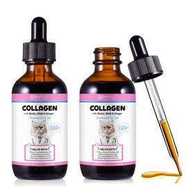 Collagen for Cats, Cat Collagen Liquid Drops, Collagen for Cats with Biotin, MSM & Ginger Digestive & Immunity Support, Itch Relief, Skin & Coat and Joint Health, Cat Collagen Supplement 60ml ﻿-2pcs