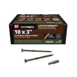 Grip-Rite GRDF3STGR1 DeckForce #10 x 3 Nano Coated Wood Screws, Green, 1lb Box