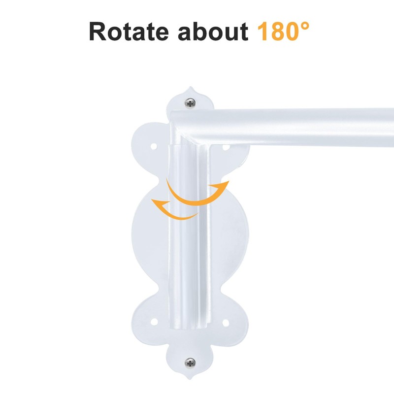 Swing Arm Curtain Rod, 47'' Long, 1.1'' Diameter, Rotate about