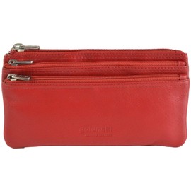 GOLUNSKI Soft Leather 3 Section Zipped Coin Purse 6 COLOURS - 0330 (Red)