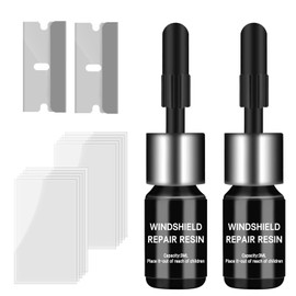 WASAIQI Glass Repair Kit, Windshield Crack Repair kit, Quick Repair Scratch Chip Cracks Repair Kit(2 Pack), Black, XFY001