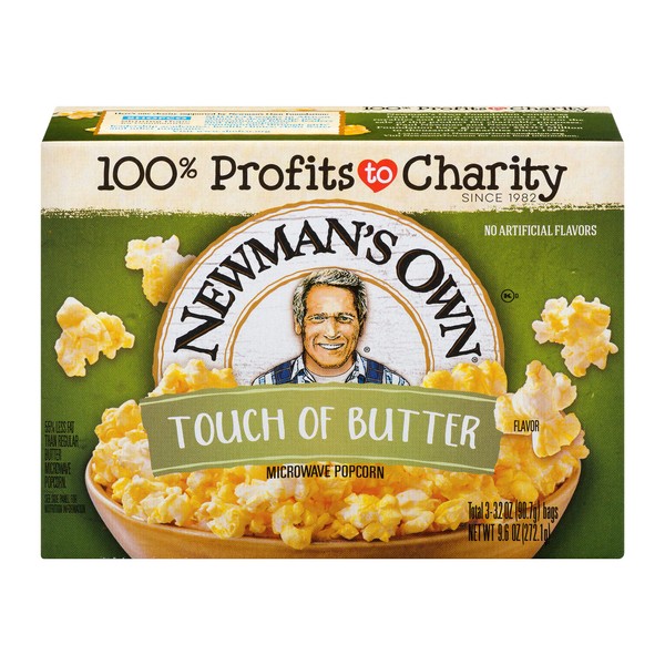 Newman's Own Microwave Popcorn, Touch of Butter, 9.6-oz. (Pack of 12)