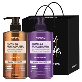 Kundal 2-gu shampoo + treatment gift set B baby powder black + shopping bag, 1 set / 쿤달 2구 샴푸 + 트리트먼트 선물 B세트 베이비파우더 블랙 + 쇼핑백, 1세트