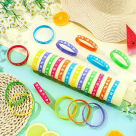 Landical 24 Pcs Hibiscus Birthday Decorations Silicone Bracelets Hawaiian Themed Bracelets Summer Tropical Gift for Tiki Luau Baby Shower Birthday Decorations Supplies