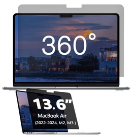 Tarrahow 360 ° MacBook Air 13.6 Privacy Protect Screen, Privacy Filter Film for MacBook Air 13.6” M3 A3113 and MacBook Air 13.6” M2 A2681 Comprehensive, anti-glare and anti-blue light