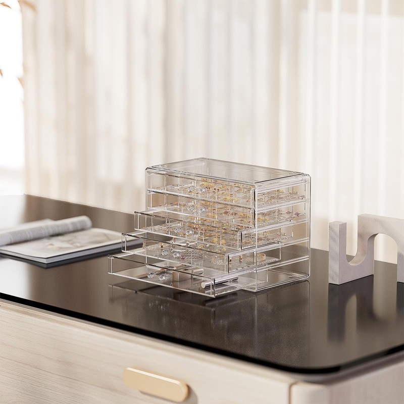 ProCase Acrylic Earrings Holder Organizer Box, Large Clear Earring Jewelry