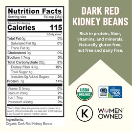 Mountain High Organics – 1 lb, Certified Organic Dark Red Kidney Beans, Bulk Dried Red Kidney Beans, Non GMO, Vegan, Frijoles Colorados, Plant Based Protein and Fiber