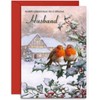 Husband Christmas Card - Two Robins - Medium Sized Card