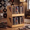 Briwooody 85 Records Wood Vinyl Record Storage with Handles for