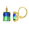 CiNily Emerald Cut Drop Dangle Earrings for Women 18K Gold Plated Blue Gradient Green Cubic Zirconia Simulated Diamond Dangle Earrings Jewelry