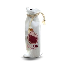 Jolitee “Elixir of Life” Bottle Gift Bag – Reusable Drawstring Canvas Bag with Vintage-Inspired Design – Thoughtful Gift for Celebrations, Birthdays, or Self-Care Moments