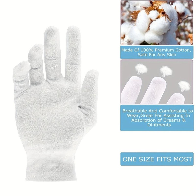ROMAXO 2 Pairs 100% Cotton Moisturising and Protective Gloves Cotton