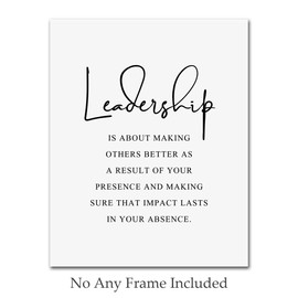 Leadership Print Office Wall Decor Retirement Gift Business Inspirational Print Gift for Good Leader Boss Gifts Boss Office Gifts - 8x10 inch No Frame
