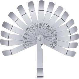 Stainless Steel Feeler Gauge Dual Marked Metric and Imperial Measuring Tool(0.005/0.127-0.02/0.508 mm, 16 Blades)