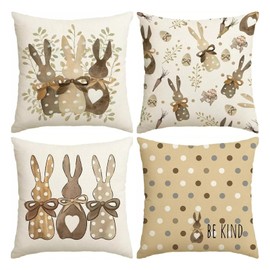 Cushion Covers Spring Rabbit, Spring Cushion Cover – Attractive Cushion Cover with Easter Design, Perfect Decoration for Home and Garden, Suitable for Cushions of Size 45 x 45 cm