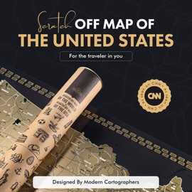 Travelization Scratch Off Map of United States 24" x 17" Frameable USA Scratch Map with National Parks, Highest Peaks and Vibrant Colors, Ideal for Travelers, Black