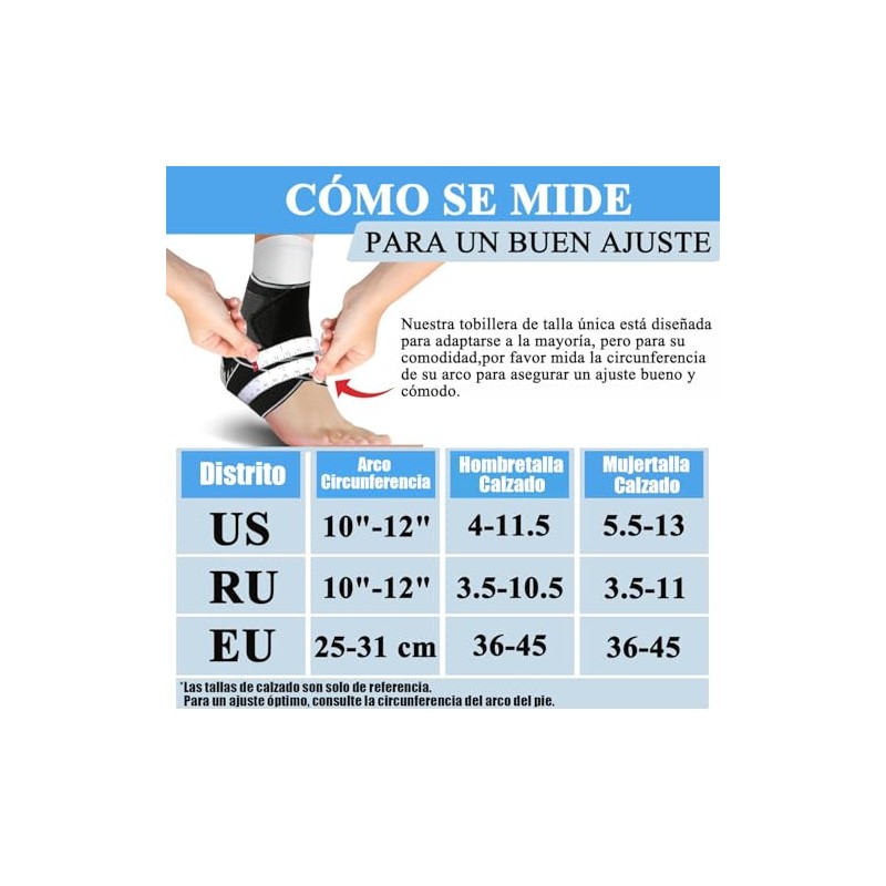 2 Pares Tobillera para Esguince, Fascitis Plantar y Tendinitis