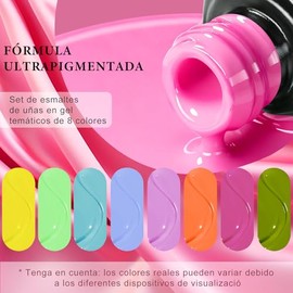 LISAPRO Kit de Esmalte de Uñas de gel, 8 Colores, Semipermanente, con Base y Top Coat, Nail Blooming Gel de 15ml para Diseño de Flores, para Salón de 