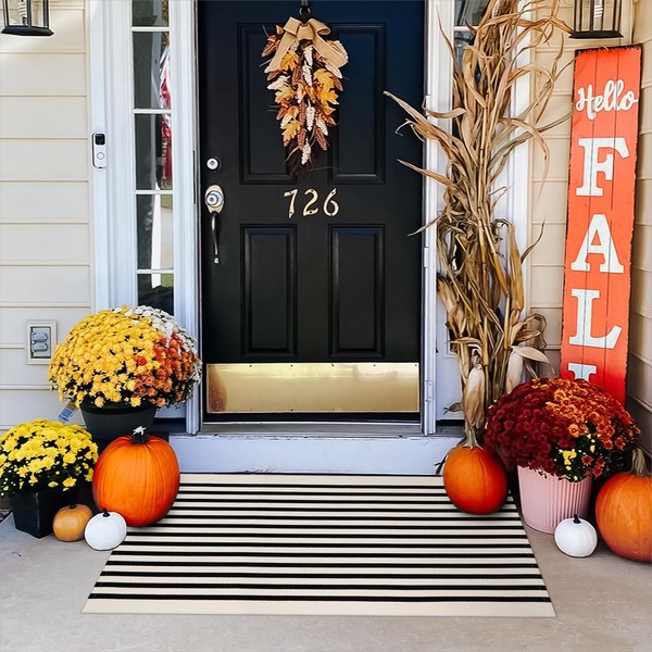 Collive - Tapete de puerta de color blanco y negro