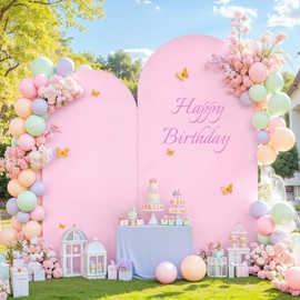 Light Pink Arch Backdrop Cover Set of 2 Baby Pink Arch Cover 7.2 and 6ft Wedding Arch Cover Stretchy Backdrop Bridal Baby Shower Birthday Party Arches Stand Covers Spandex