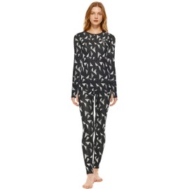 Adeptwool Women's Merino Wool Base Layer John Set Crewneck Top and Bottom Thermal Underwear