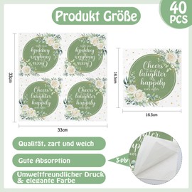 Wedding Napkins Eucalyptus Sage Green Serviette Cheers to Love Laughter Happily Ever After Disposable Decorative Towels for Wedding Shower Banquet Rehearsal Decoraions