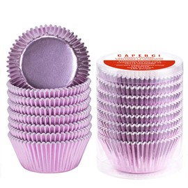Caperci Orchid Purple Foil Cupcake Liners Standard Muffin Wrappers Greaseproof Baking Cups, 150-Pack