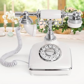 UKBW Audio Guest Book Wedding Phone, Audio Phone Guestbook, Vintage Retro Style Audio Guest Book Phone for Wedding, Birthday Party, Anniversary and Other Special Occasions(White)