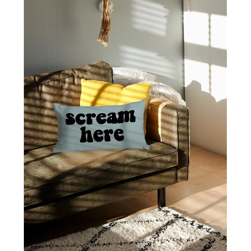 Mancheng-zi Funny Scream Decor, Scream 12x20 Pillow Cover, Fun Pillows,Fun