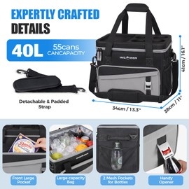 INSMEER Soft Cooler with Hard Shell & 4 Cup Holders – 55 Cans