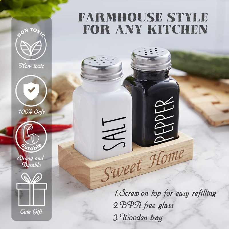 Salt and Pepper Shakers Set with Holder - Dopeca Glass