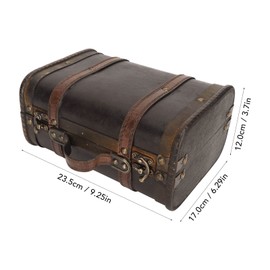 Jwthee Vintage Wooden Storage Chest, Black Brown Wood Decorative Storage Trunks Portable Suitcase Boxes for Gifts, Decor and Travel