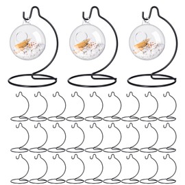 Tatuo Ornament Display Stand Holder Hanger Stands Glass Ball Ornament Holder Metal Iron Hanging Hanger for Display Terrarium Air Plant(30 Pcs)