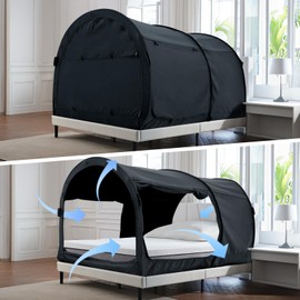 Alvantor Bed Canopy Bed Tents Dream Tents Privacy Space Twin Size Sleeping Tents Indoor Pop Up Portable Frame Curtains Breathable Grey Cottage (Mattress Not Included) Reducing Light