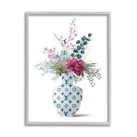 Stupell Industries Fashion Brand Bouquet Gray Framed Giclee Art Design by Lil' Rue