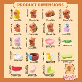 SGZIOO 19 Stück Mini Capybara Figuren, Mini Capibara Harz Figuren, Mini Capybara Feengarten Dekoration, Capybara Miniatur Garten Zubehör, für Feengarten Heimdekoration DIY-Puppenhaus