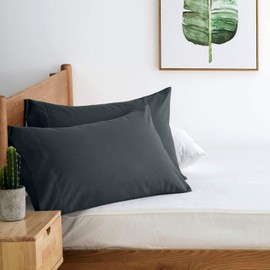 Dan River 100% Cotton Jersey Pillowcase Queen Size, Dark Gray, 2-Piece Set