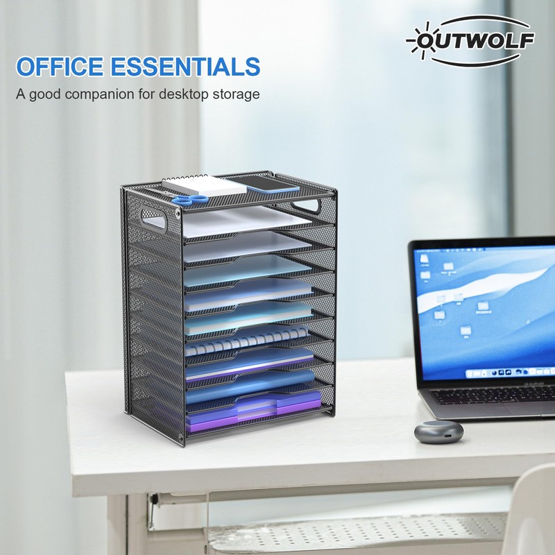 OUTWOLF 10 Tier Paper Organizer - Letter Tray Mesh Desk
