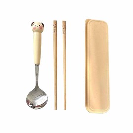 Cutlery Set, Chopsticks, Spoon, Storage Case, 3-piece Set, Chopsticks, Animal Type, Cute, Cute, Tableware Set, Combination Set, Stainless Steel, Hygienic, Kitchenware, Bento Box, Camping, Work,
