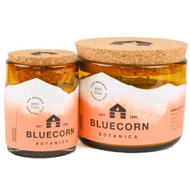 Tangerine & Geranium Essential Oil & Pure Beeswax Candle in Blown Glass Vessel. Bluecorn Beeswax Botanica. Non-Toxic Scented Candle in 100% Recycled Glass. 8 oz.